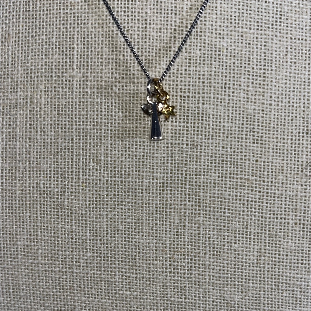 Sterling silver Lime Tree Design Angel necklace with a Gold Star